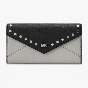 Michael Kors Studded Envelope Wallet – Black & Gray  (Pre-Owned)